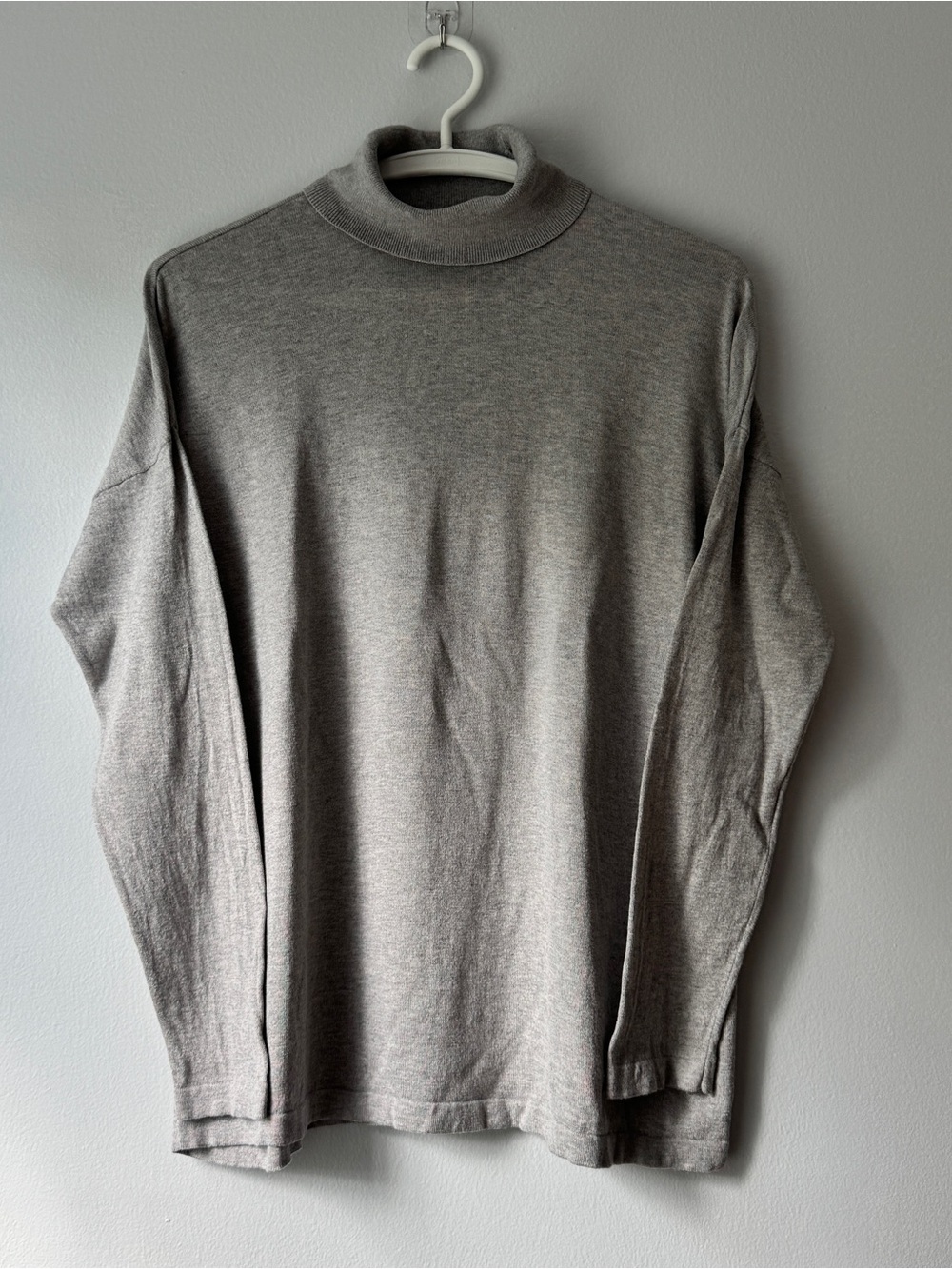 J Jill Sweater Womens Size M Gray Silk Cotton Turtleneck Neutral Preppy